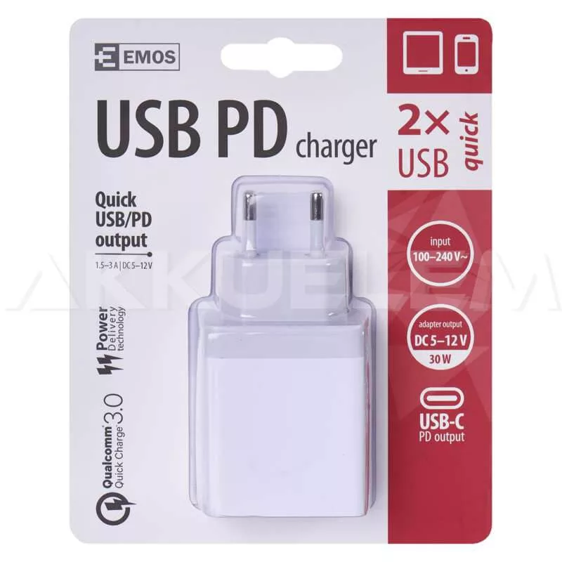 Fali adapter USB-C USB V0120 gyors PD 5-12V 1.5-3A