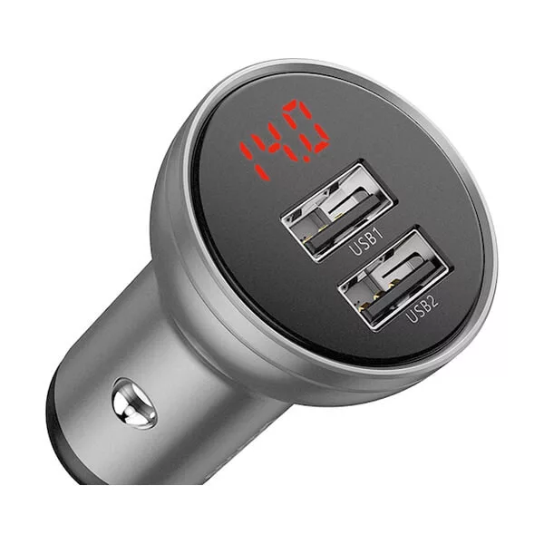 Autós töltő 2xUSB 2.4A 12-24V szürke Baseus Autós töltő 2xUSB 2.4A 12-24V szürke Baseus