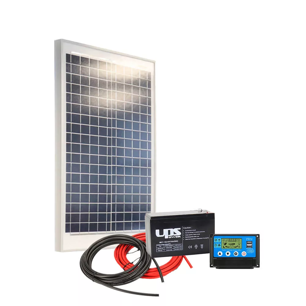 AKKUELEM MINI Napelem csomag | 10A PWM | 30W Solar | 7Ah UPSPower akku