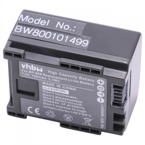 Canon, BP-808 750mAh  utángyártott akkumulátor - VHBW